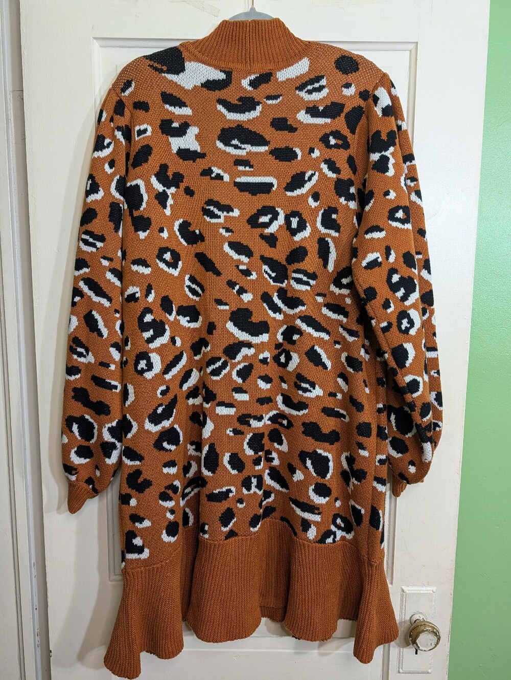 Eloquii Plus Size 22/24 Rust Leopard Mock Neck Tunic Sweater - Picture 6 of 9